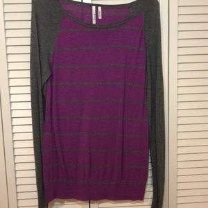 Purple & gray striped light sweater